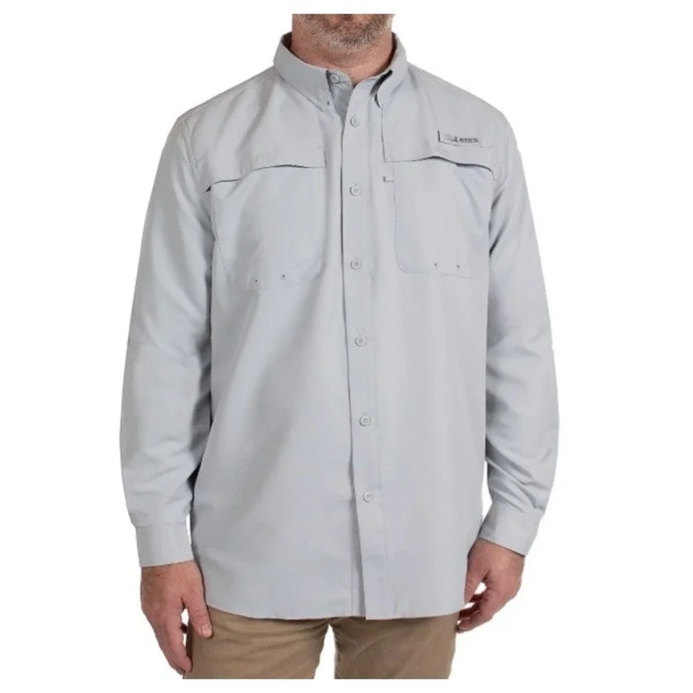 Habit Men's River Guide Lg Sleeve Fishing Shirt M-Solar Factor Grey‎ Lightweight